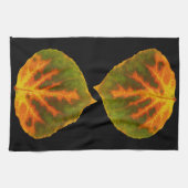 Grünes Orange und gelbes Aspen Leaf #1 Geschirrtuch (Horizontal)