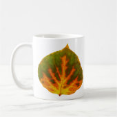 Grünes Orange und gelbes Aspen Leaf #1 Kaffeetasse (Links)