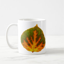 Grünes Orange und gelbes Aspen Leaf #1 Kaffeetasse