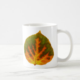 Grünes Orange und gelbes Aspen Leaf #1 Kaffeetasse
