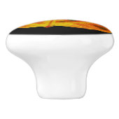 Grünes Orange und gelbes Aspen Leaf #1 Keramikknauf (Seitenansicht)