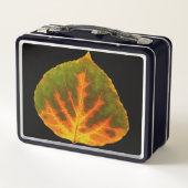 Grünes Orange und gelbes Aspen Leaf #1 Metall Brotdose (Rückseite)