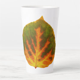 Grünes Orange und gelbes Aspen Leaf #1 Milchtasse