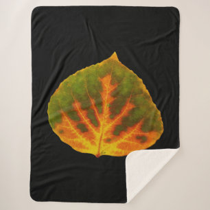 Grünes Orange und gelbes Aspen Leaf #1 Sherpadecke