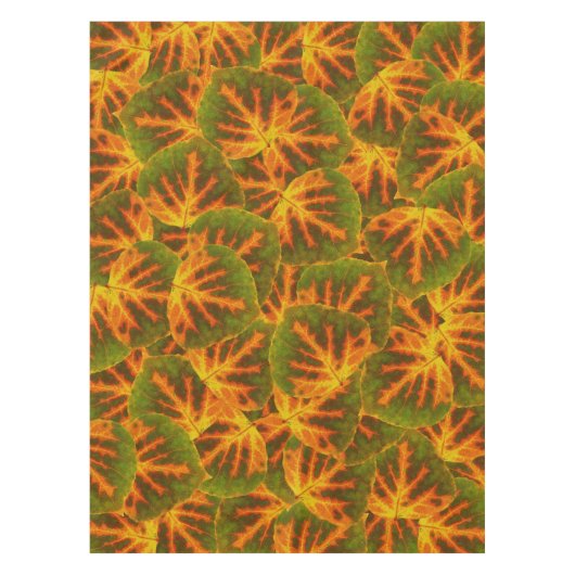 Grünes Orange und gelbes Aspen Leaf #1 Tischdecke (Vorderseite)