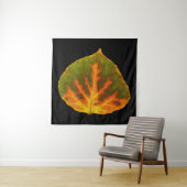 Grünes Orange und gelbes Aspen Leaf #1 Wandteppich (Beispiel)