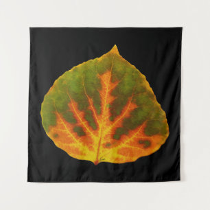 Grünes Orange und gelbes Aspen Leaf #1 Wandteppich