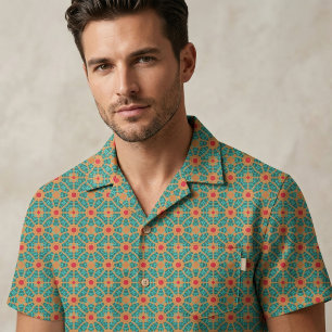 Grünes Orange und rotes stylisches geometrisches M Stoff