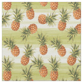 Grünes Orangengelbes Ananas Frucht Sommermuster Stoff (Nahaufnahme)