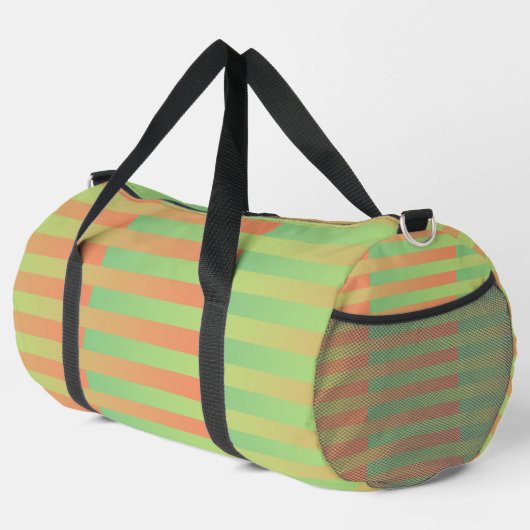 Grünes Orangenstreifen Duffle Bag (Rechte Ecke)