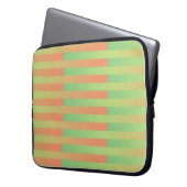 Grünes Orangenstreifen Laptopschutzhülle (Vorderseite Links)