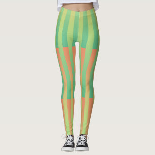 Grünes Orangenstreifen Leggings
