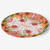 Grünes & Oranges modernes abstraktes Floral Pappteller (Schrägansicht)