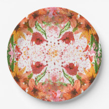Grünes & Oranges modernes abstraktes Floral