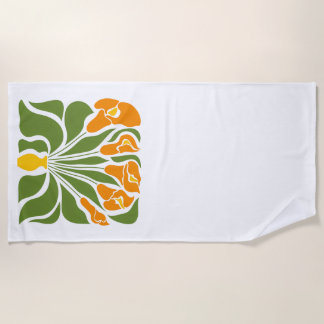 Grünes & Oranges modernes abstraktes Floral Strandtuch
