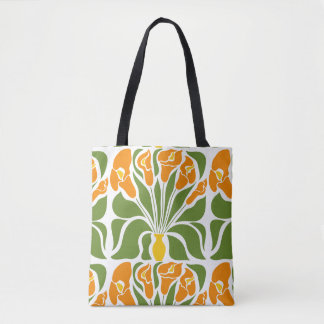 Grünes & Oranges modernes abstraktes Floral Tasche