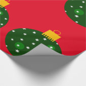 Grünes Ornament Rot Wrapping Paper Geschenkpapier (Ecke)