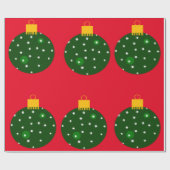 Grünes Ornament Rot Wrapping Paper Geschenkpapier (Flach)
