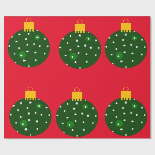 Grünes Ornament Rot Wrapping Paper Geschenkpapier (Flach)