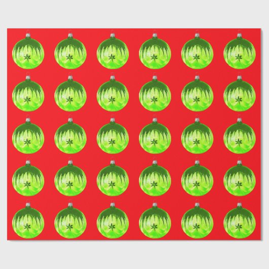 Grünes Ornament Rot Wrapping Paper Geschenkpapier (Flach)