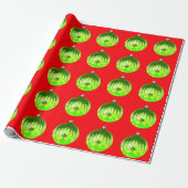 Grünes Ornament Rot Wrapping Paper Geschenkpapier (Ungerollt)