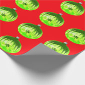 Grünes Ornament Rot Wrapping Paper Geschenkpapier (Ecke)