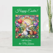 Grünes Osterkaninchen Feiertagskarte (Vorderseite)