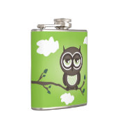 Grünes Owl auf einer Branchenstelle Flachmann (Rechts)