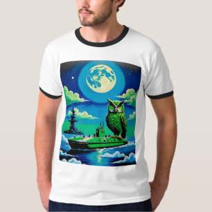 Grünes Owl U-Boot T-Shirt
