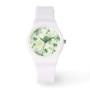 Grünes Palme-Muster Armbanduhr