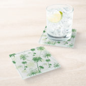 Grünes Palme-Muster Glasuntersetzer (Schrägansicht)