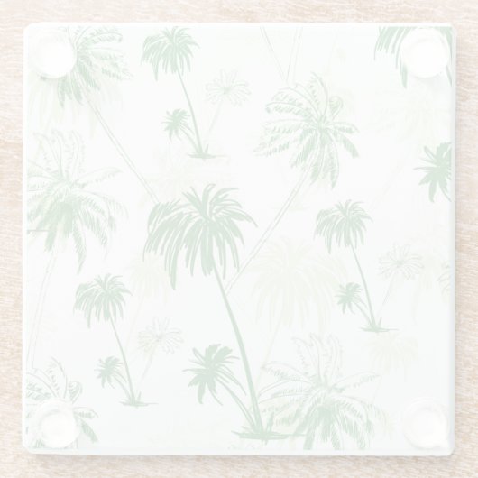Grünes Palme-Muster Glasuntersetzer (Rückseite)