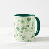Grünes Palme-Muster Tasse (VorderseiteRechts)