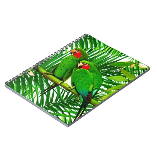 Grünes Papageienpaar im Dschungel Notizblock (Linke Seite)