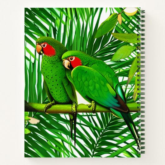 Grünes Papageienpaar im Dschungel Notizblock (Rückseite)
