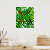 Grünes Papageienpaar im Dschungel Poster (Küche)
