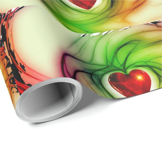 Grünes Papier für das Design von Shiny Red Heart Geschenkpapier (Rolleneckpunkt)