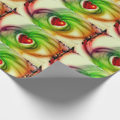 Grünes Papier für das Design von Shiny Red Heart Geschenkpapier (Ecke)