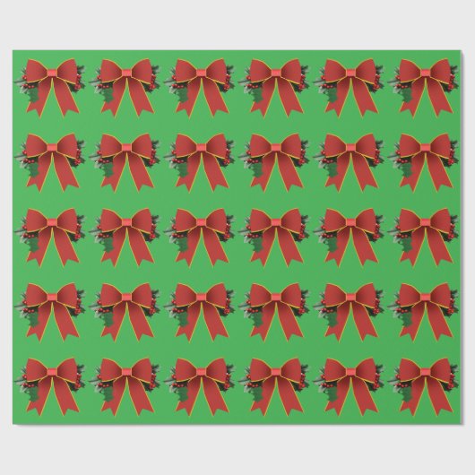 Grünes Papier für Red Christmas Bow Geschenkpapier (Flach)