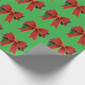 Grünes Papier für Red Christmas Bow Geschenkpapier (Ecke)