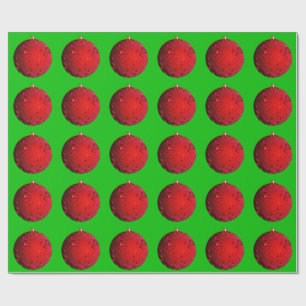 Grünes Papier für Rote Ornamente Geschenkpapier