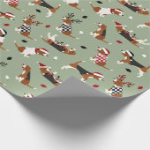 Grünes Papier für Weihnachts-Beagle Geschenkpapier (Ecke)