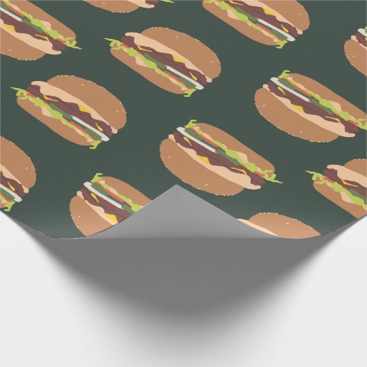 Grünes Papier zum Abpacken von Burger-Armaturen Geschenkpapier (Ecke)
