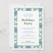 Grünes Party an den Grenzen Blau und Weiß Einladung (Vorderseite)