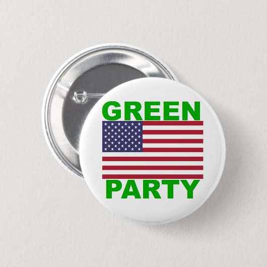 Grünes Party USA Button (Vorne & Hinten)