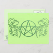 Grünes Pentagramm mit Schnörkeln Postkarte (Vorne/Hinten)