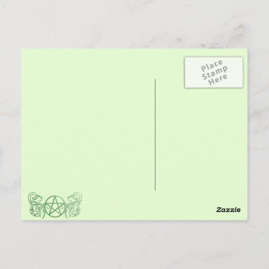 Grünes Pentagramm mit Schnörkeln Postkarte (Rückseite)