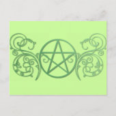Grünes Pentagramm mit Schnörkeln Postkarte (Vorderseite)