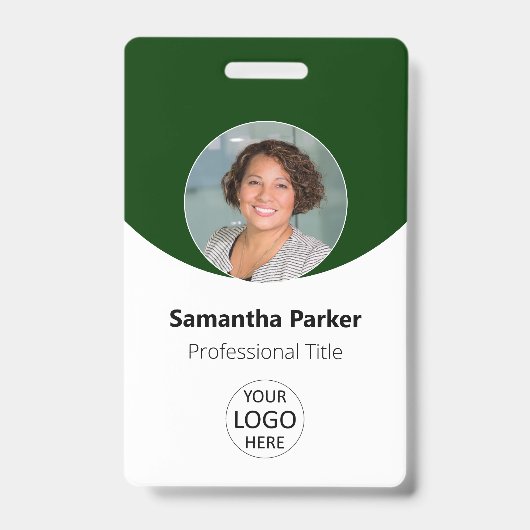 Grünes Personalisiertes Foto, Logo, Strichcode-Mit Ausweis (Front)