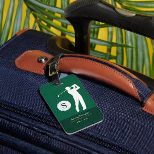 Grünes Personalisiertes Golfspieler-Monogramm Gepäckanhänger